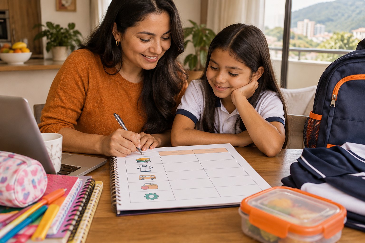 Tabla para calcular gastos escolares y descontar elementos reutilizables