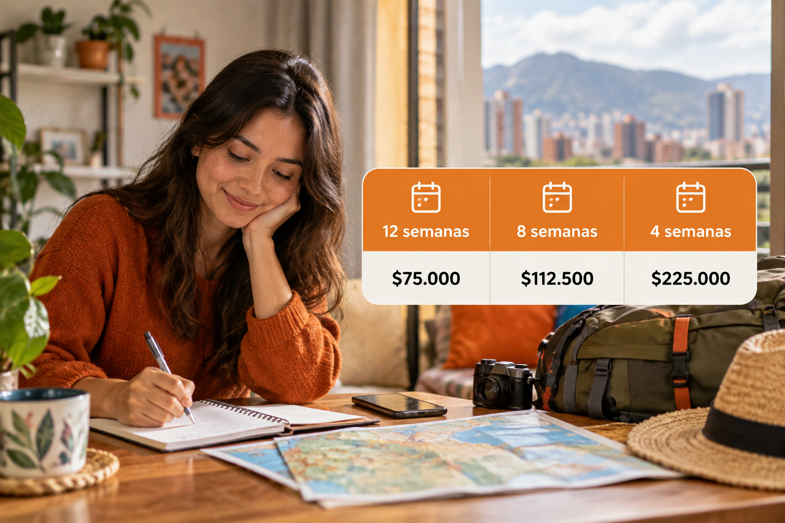 Ahorro semanal para viajar en diciembre según semanas disponibles