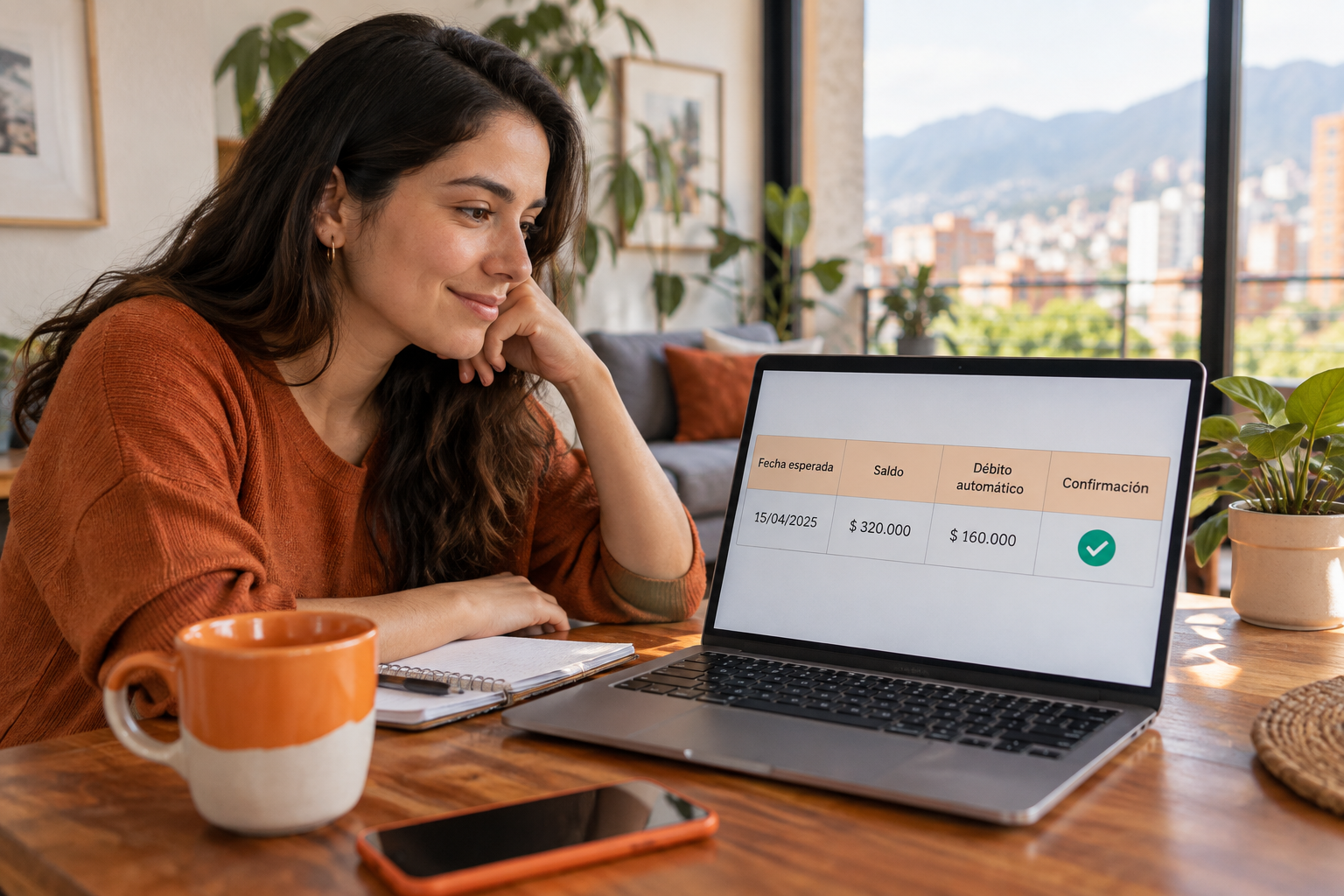 Ejemplo de control de un débito automático de 160000 pesos